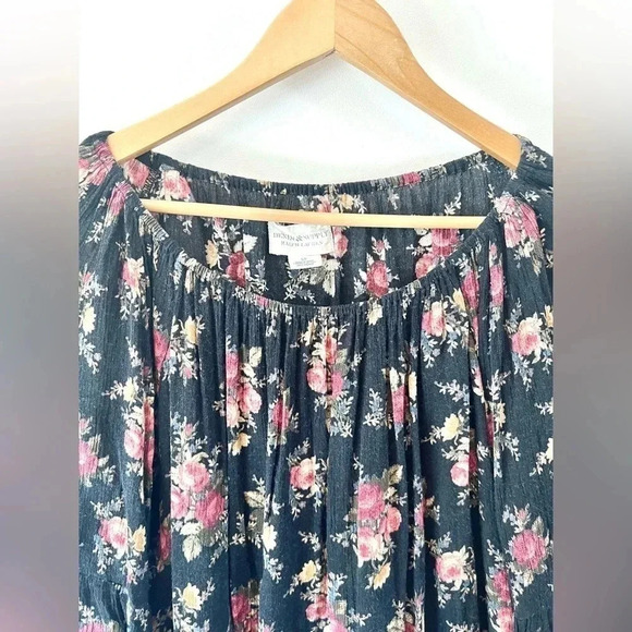 Denim & Supply Ralph Lauren Black Floral Flowy Romantic Blouse Size Small - Picture 5 of 9
